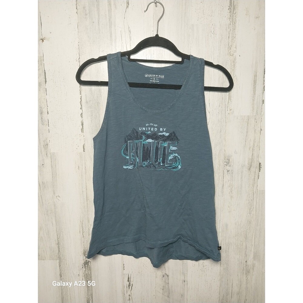 United by Blue Women's Sz S Blue Racerback Casual Tunic Tank Top Organic Cotton